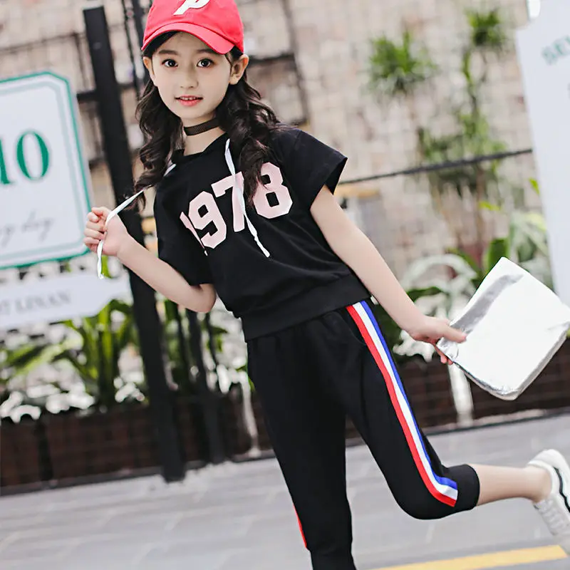 Children's suit 2018 summer new Korean version two girls seven children's pants leisure sports s | Детская одежда и обувь