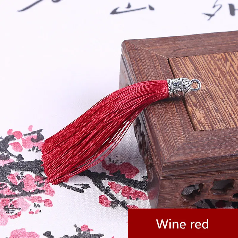 Wine red 10 шт. большой металлический колпачок кисточка ювелирные изделия занавески одежды декоративные аксессуары DIY Ключ сотовый телефон сумка бахрома отделка кисточки кулон - Цвет: Wine red