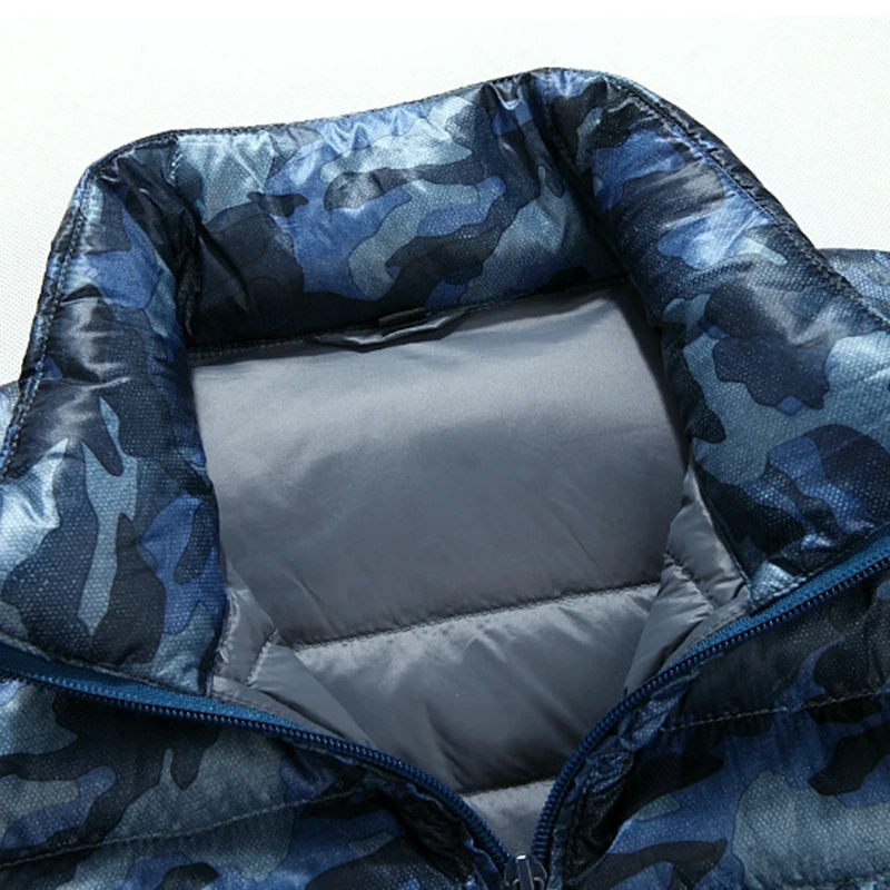 Stand collar camouflage winter jacket men white duck down coat casual ultralight for |