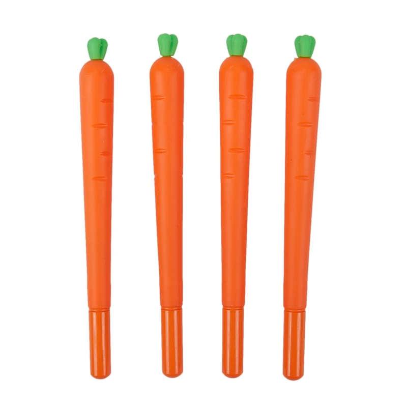 4 шт. Новинка Ручка в форме морковки пластиковые черные чернила милые овощи для