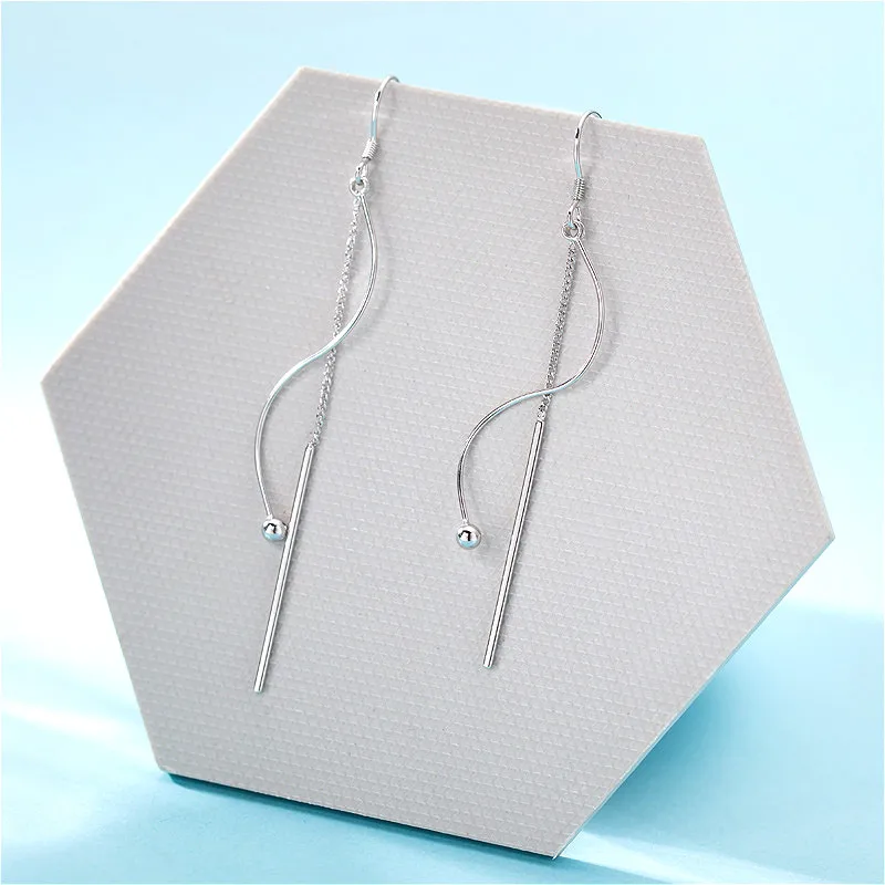 Flyleaf простая лента бусы волна Висячие серьги для женщин Настоящее серебро 925