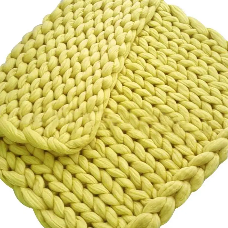Yellow Мягкое вязаное одеяло ручной работы, вязаное одеяло, зимнее одеяло для кровати, теплое короткое одеяло, толстое объемное одеяло для дивана - Цвет: Yellow