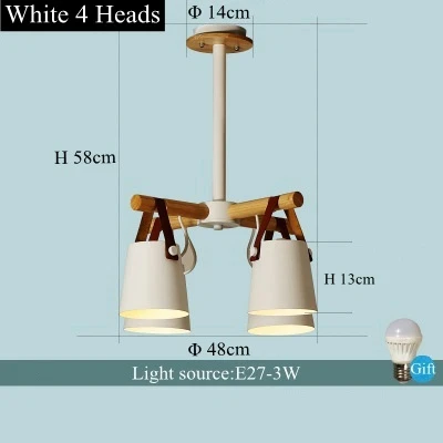 White 4 Heads LukLoy простая модная Светодиодная потолочная люстра для гостиной, кованый железный светильник, крышка, осветительное приспособление, современная люстра для бревна - Цвет абажура: White 4 Heads