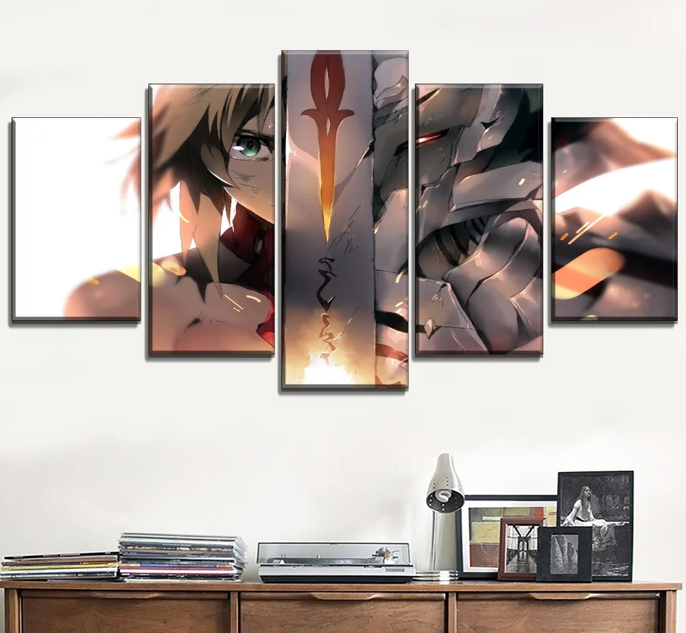 Саблевая живопись для гостиной декоративная 5 панелей Fate Apocrypha анимационный