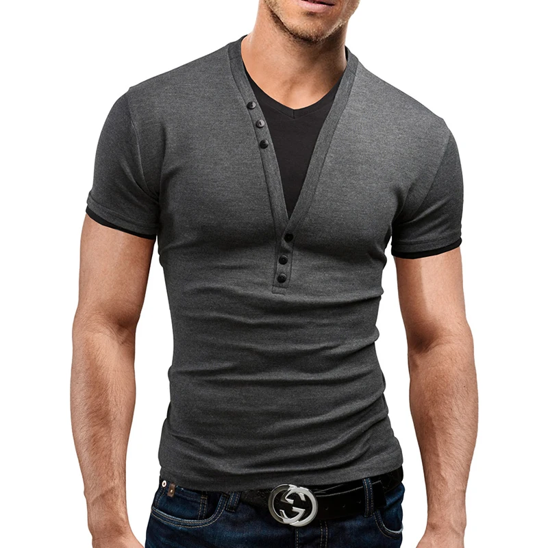 Футболка мужская приталенная с коротким рукавом и V образным вырезом 3XL|shirt