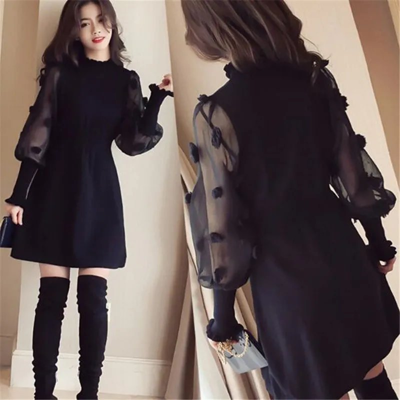 Женское черное кружевное платье с цветочным принтом весна 2018|vestido a|vestidos fvestidos fashion