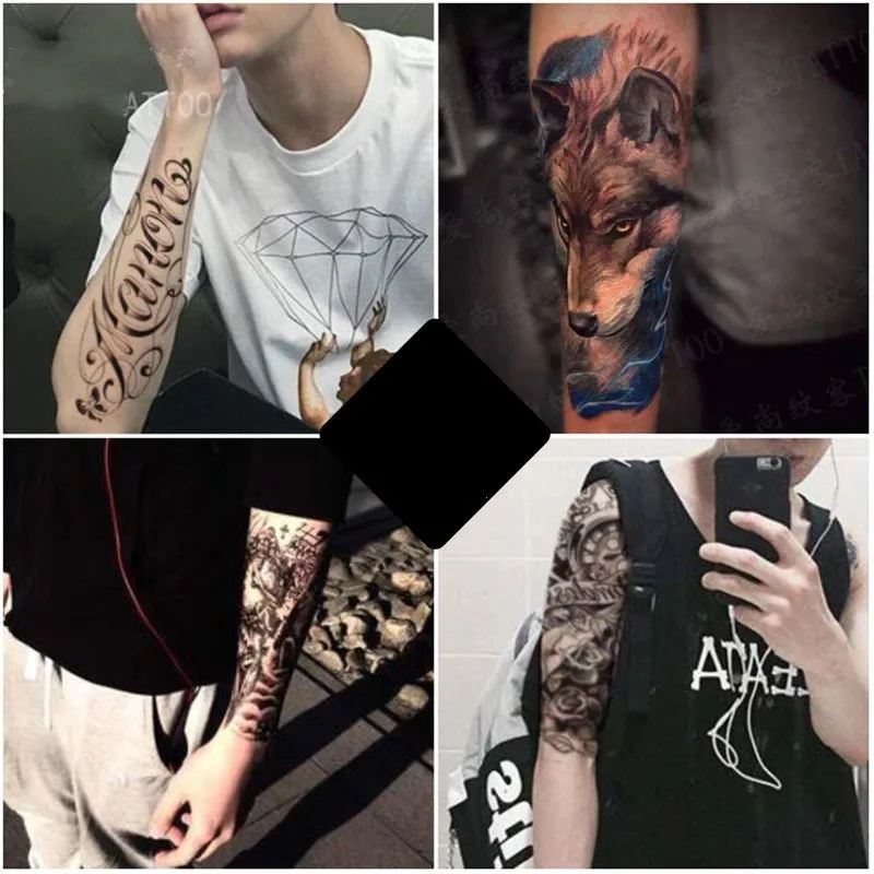 Водостойкая Временная тату наклейка Samll рукав для рук лиса тигр животное полный