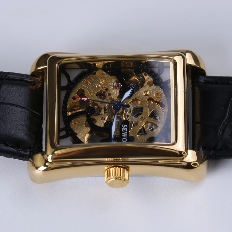 Часы наручные SEWOR Мужские механические винтажные брендовые часы-скелетоны с