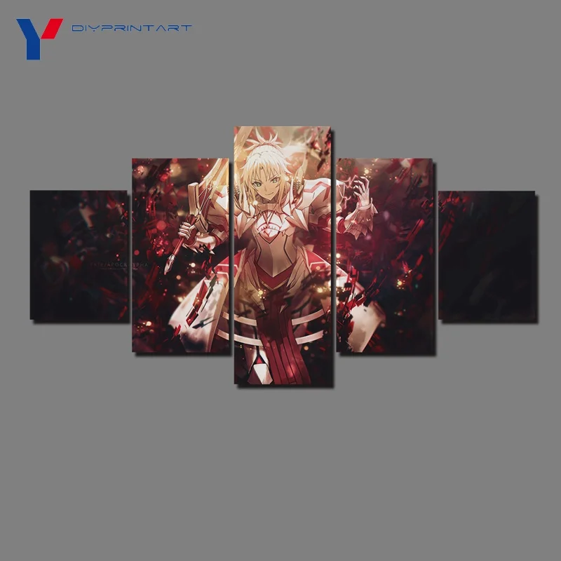 Morмелд красный саблей 5 панелей модный постер с животными Fate Apocrypha настенное