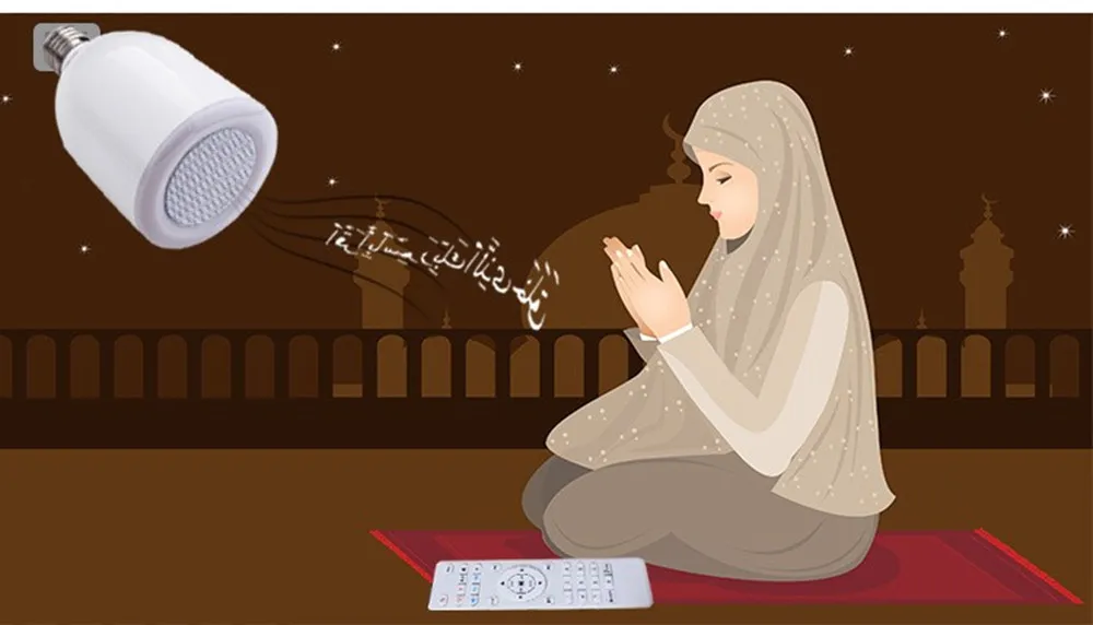 Quran светодиодный лампочка беспроводной Bluetooth колонки, сдистанционным управлением затемнения E27 Мусульманский Коран выпрямитель FM радио TF MP3 Музыка лампа