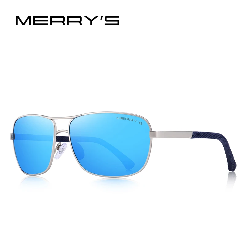 MERRYS DESIGN Men Classic Rectangle Sunglasses HD Polarized Sun glasses For Driving TR90 Legs UV400 Protection S8166 - Цвет линз: C02 Blue