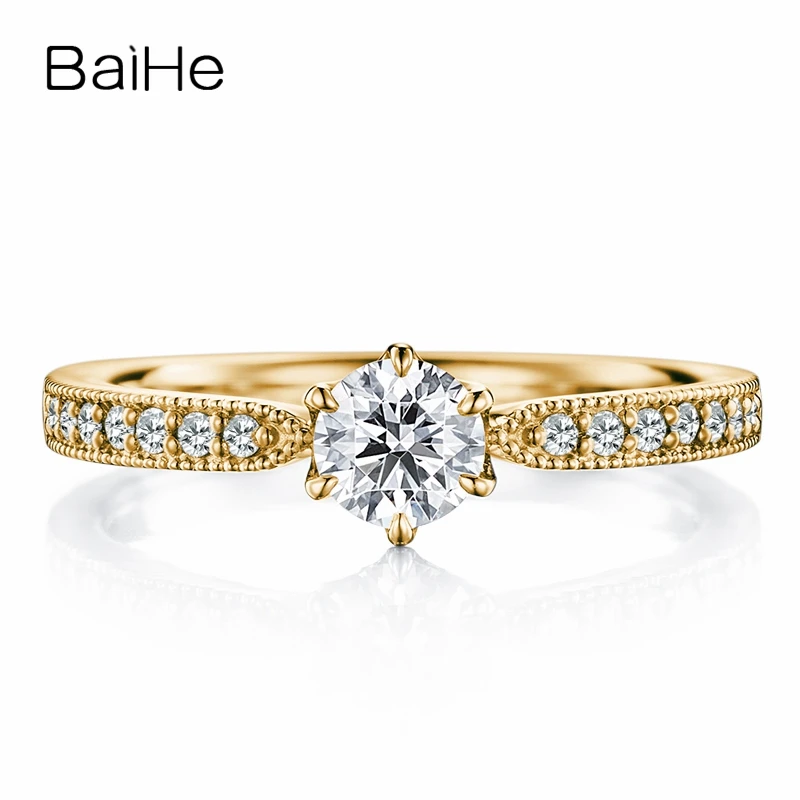 BAIHE однотонное 10K белое золото (AU417) 0.25ct сертифицировано круглой огранки муассанит