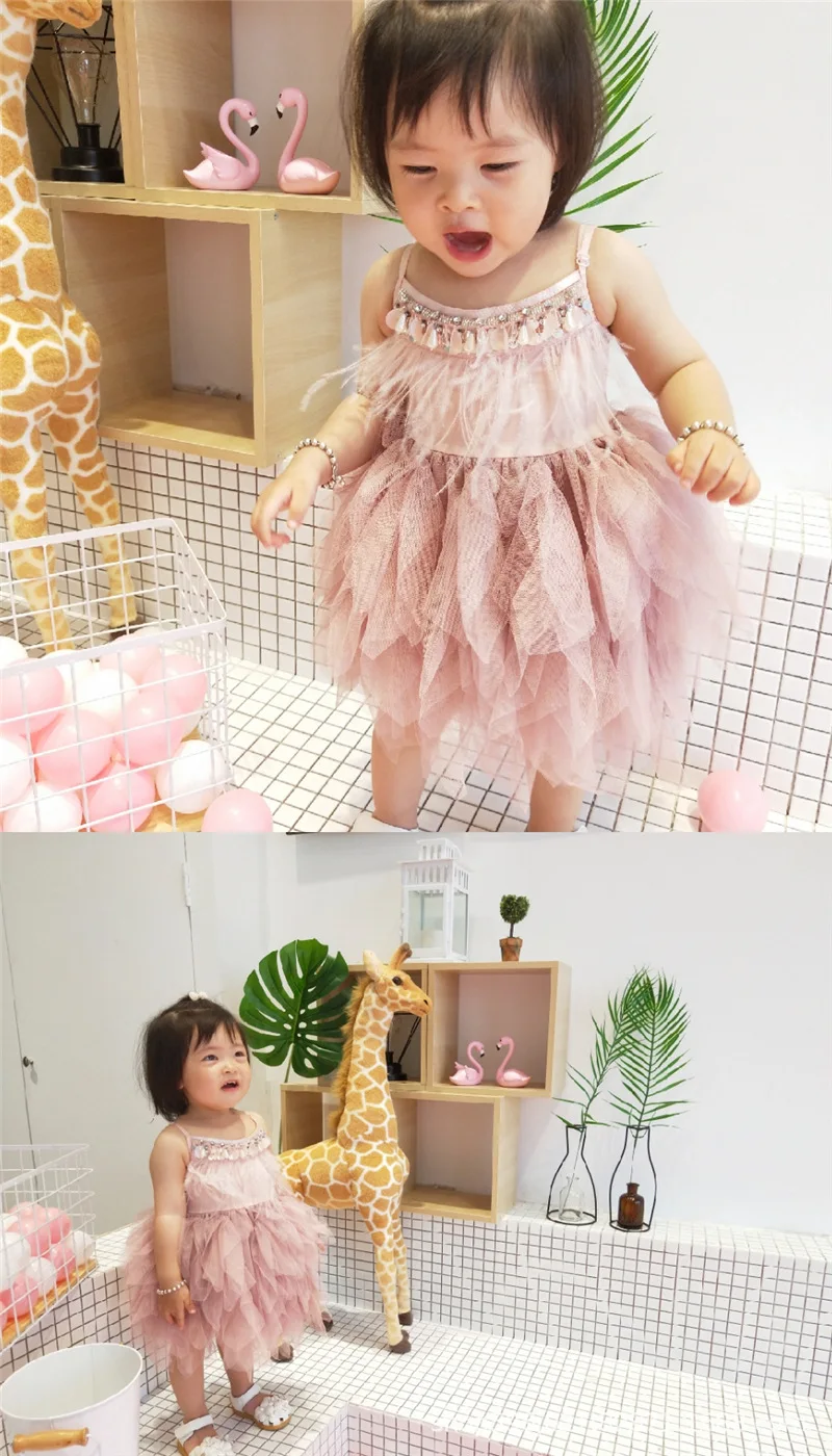 Vestido/платья принцессы для девочек коллекция года, летнее плиссированное платье-пачка с бисером для тяжелой работы одежда для маленьких девочек одежда для малышей возрастом от 1 года до 7 лет, GDR612