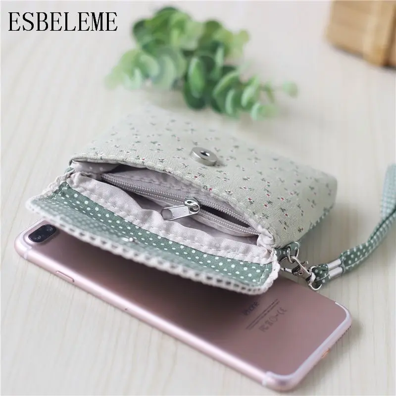 Fashion Women Flower Print Canvas Coin Purses for Girls Mini Bags Female Green Blue Pink Cloth Storage Bag HH006 | Багаж и сумки