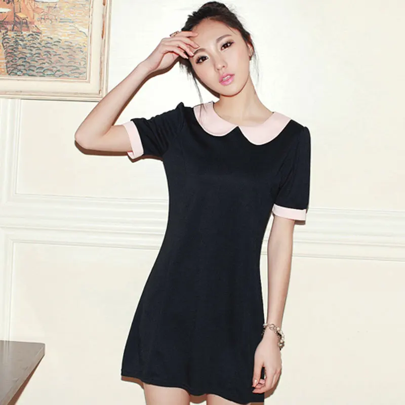 2014 fall fashion Korean Ladies doll collar short sleeved dress of self-cultivation backing | Женская одежда