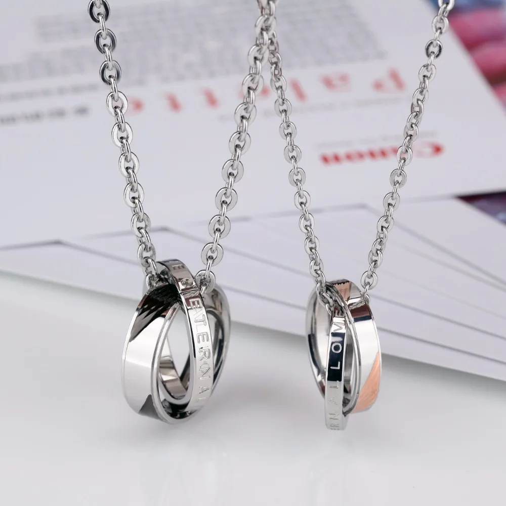 2 шт. Вечная любовь круглый кулон Цепочки и ожерелья для пара его ее