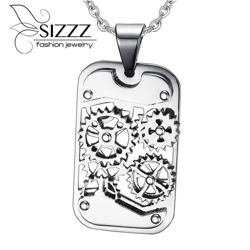 

SIZZZ Подвеска из нержавеющей стали с вращающейся шестерней Панк подвеска и ожерелья для мужчин