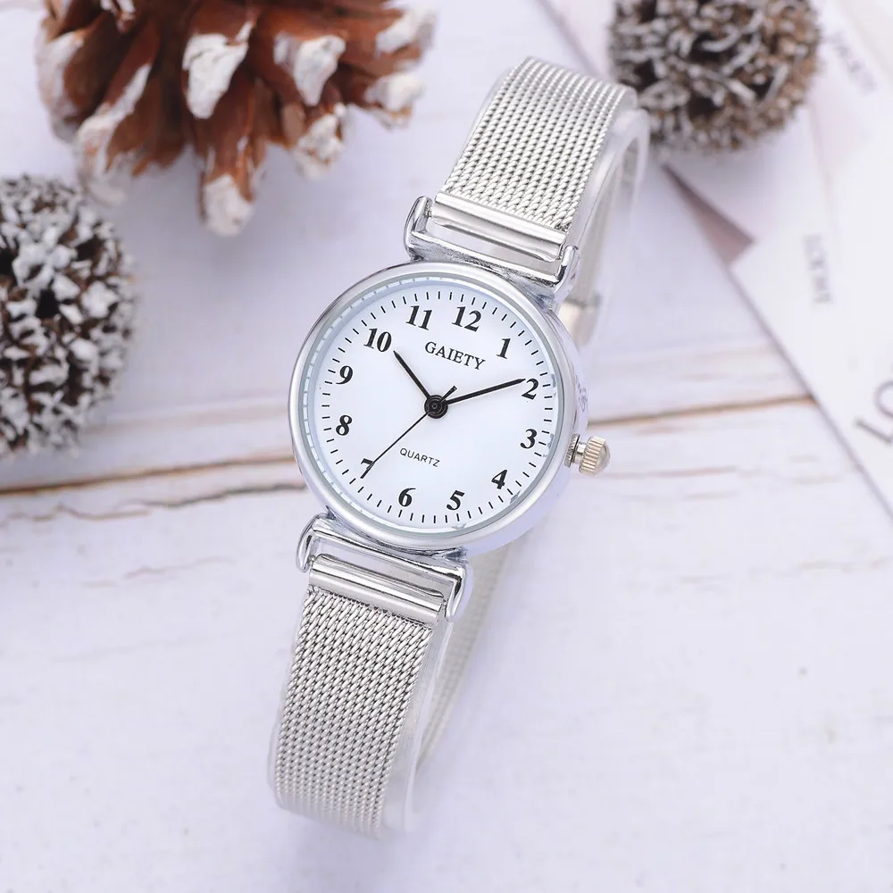 

High End Quality Women's Casual Quartz Stainless Steel Mesh Belt Watch Analog Wrist Watch Exquisite Small Dial Digital Watch #A