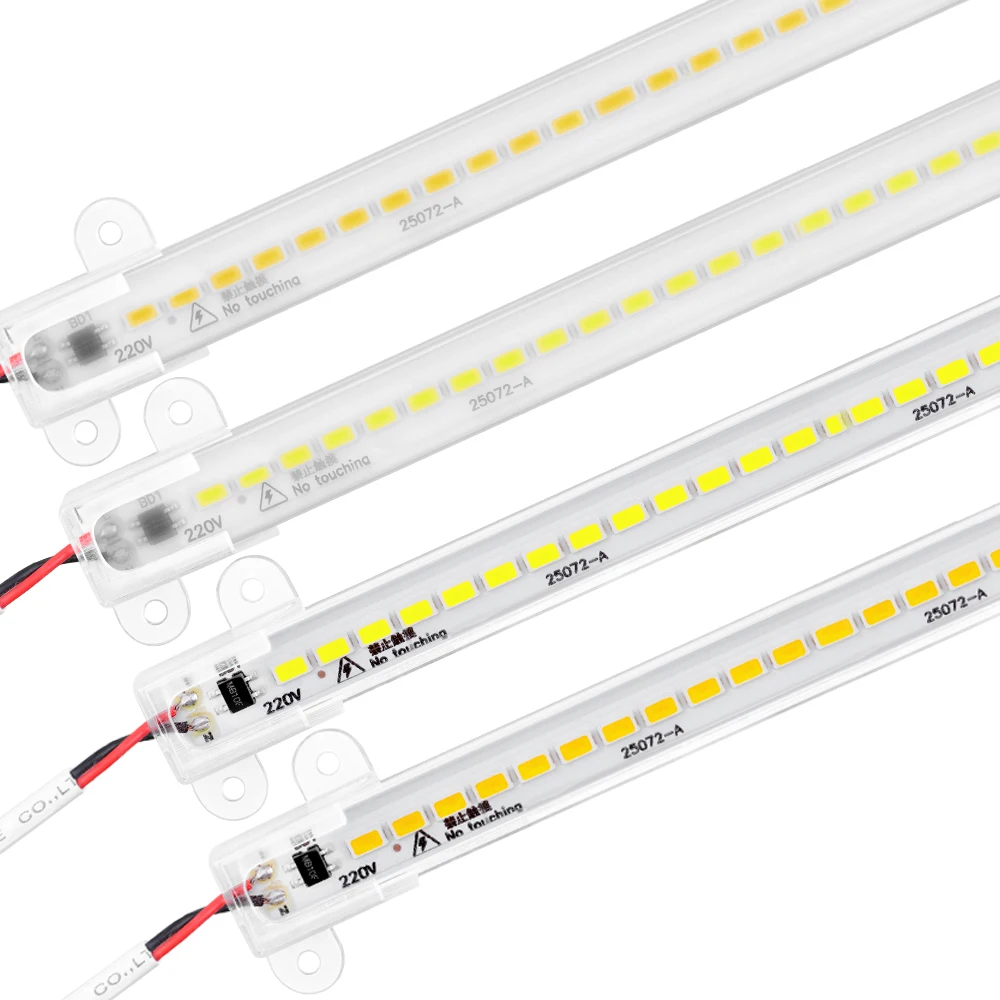 5 шт.* 50 см ультра тонкий светодиодный бар светильник 220V 72 светодиодный s 5730 SMD высокая яркость AC220V светодиодный трубка быстрое соединение жесткий полосу светильник