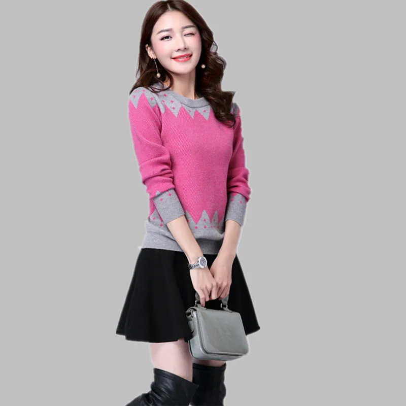 Новый Для женщин свитер Повседневное Тонкий с длинным рукавом О-образным вырезом