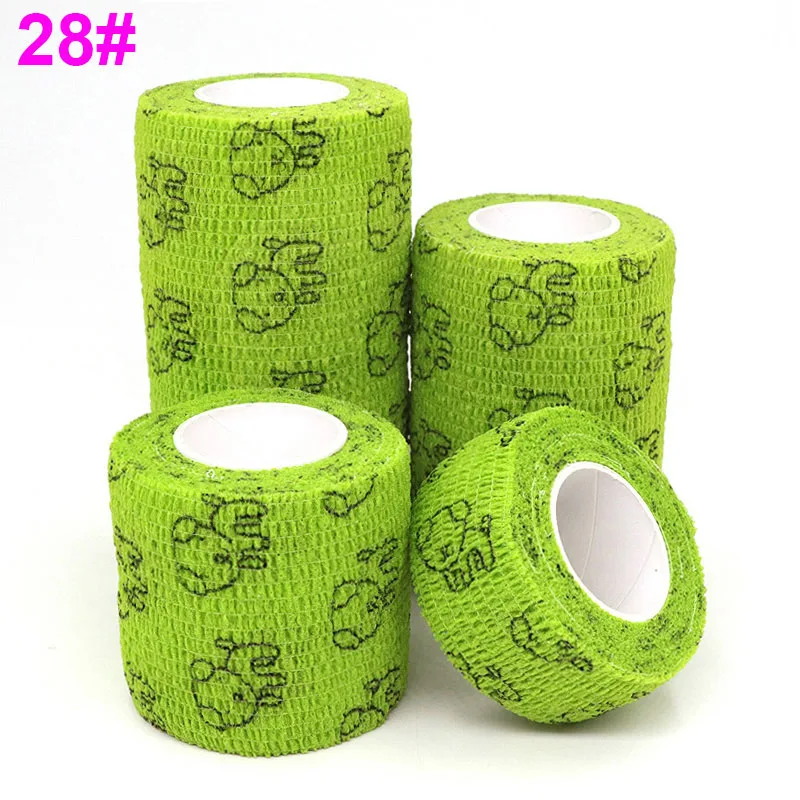 28 Puppy Green 1 шт. напечатанный спортивный коленный протектор 4,5 м лечебная терапия эластичный бандаж красочные самоклеящиеся ленты для пальцев суставов домашних животных - Цвет: 28 Puppy Green