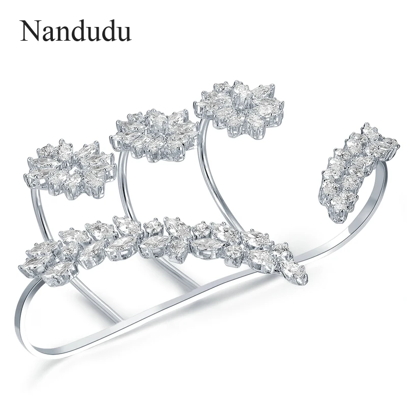 Nandudu хороший кубический цирконий пальмовый браслет белого золота цвет ручной