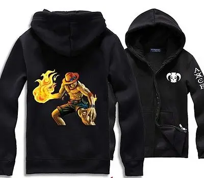 2016 Аниме one piece Ace Своих мужчины мода Досуг С Капюшоном Толстовки Бесплатная