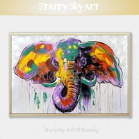 beautiful wall art hand painted high quality animal elephant oil painting on canvas knife painting elephant acrylic painting