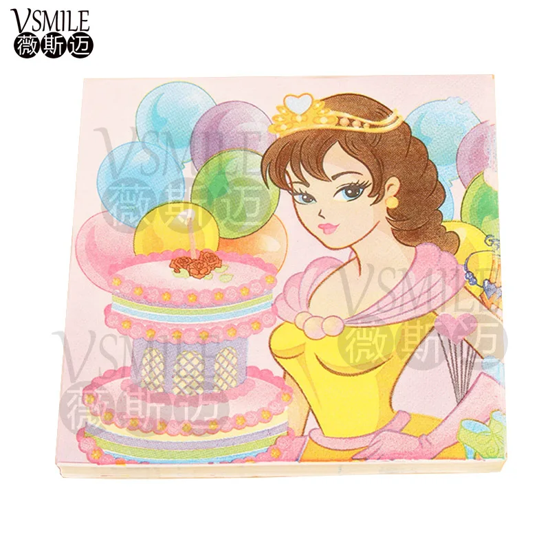 20 шт./пакет розовое сердце Корона Дизайн Happy Party темы бумажные салфетки для детей