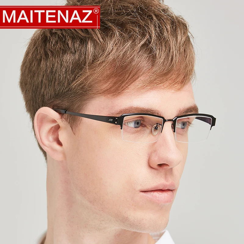 Женские и мужские очки для близорукости MAITENAZ из чистого титана по рецепту в