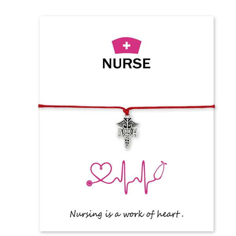 Медицинская Мода медсестры доктор Wish браслет карта Caduceus браслеты змеи крылья с