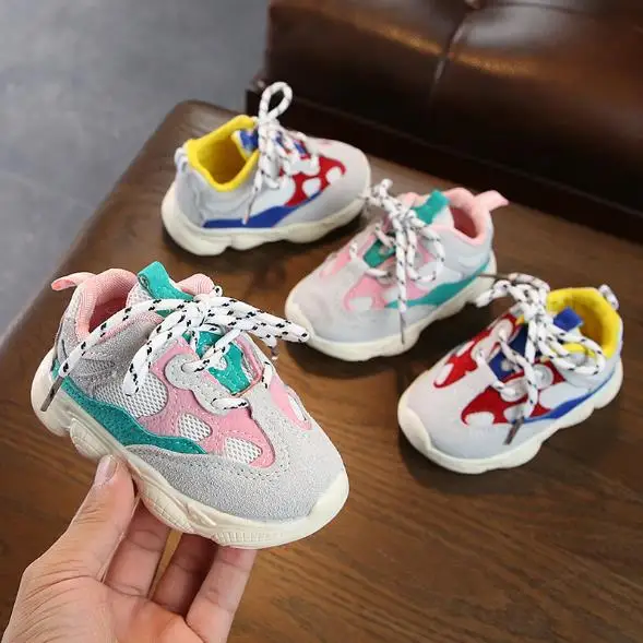 2019 Весна для маленьких девочек носки мальчиков Детские кроссовки в повседневном