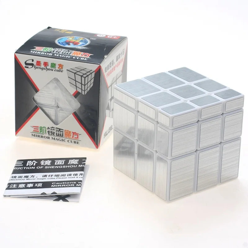 2015 ShengShou зеркальный куб 3x3 магический Белый с серебряными наклейками и черные