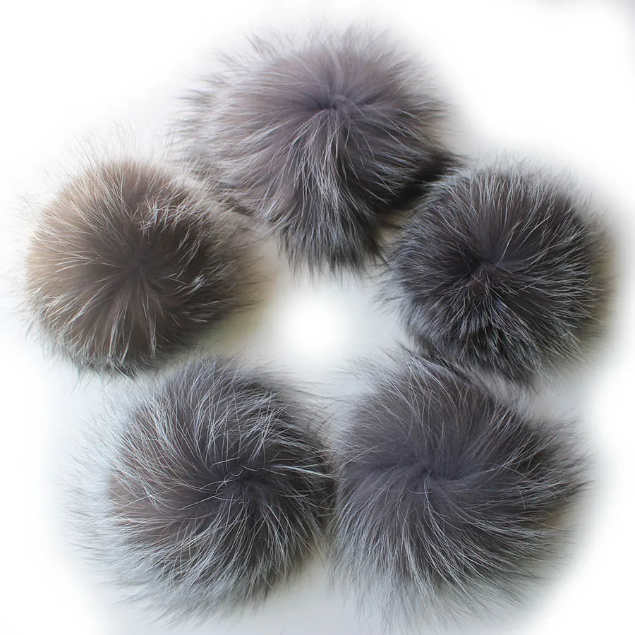 silver Fox 4/лот DIY 14 см белый черный серый помпон лисий мех помпон для вязаной шапки шапка с натуральным мехом помпоны Taobao - Цвет: silver Fox