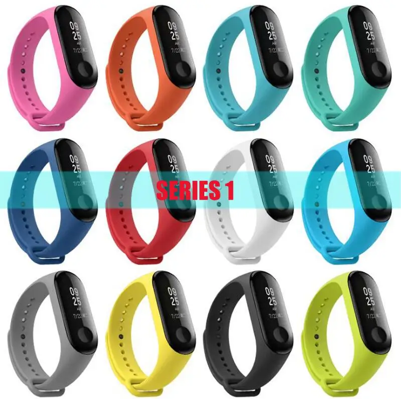 Series 1 strap 100 шт./упак. силиконовый чехол для спортивной камеры Xiao mi Band 3 ремешок mi band3 ремешок на запястье для Xiaomi mi Band 3 Напульсники Замена mi band 3 NFC Браслет - Цвет: Series 1 strap