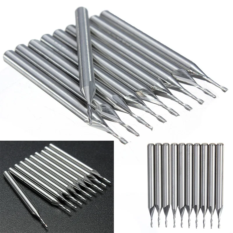 

10 шт./лот 1 мм концевые фрезы с плоским носом 2-канавка карбидная фреза для деревообрабатывающего инструмента