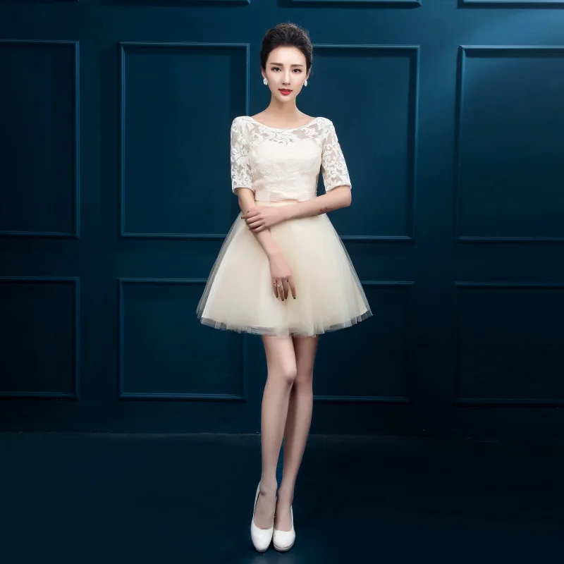 Новые короткие вечерние платья с коротким рукавом для невесты Гламурное бальное