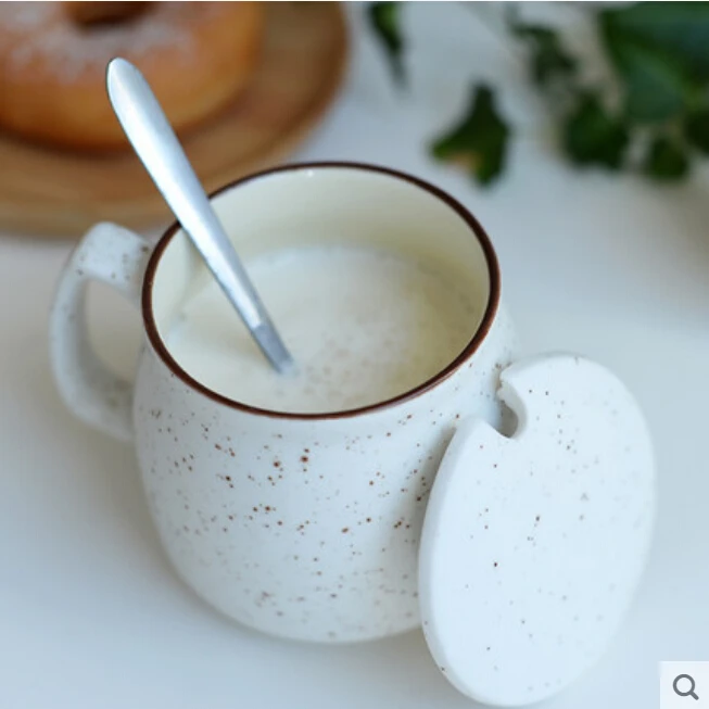 Японская керамическая чашка в стиле ретро для молока кружка с ложкой-крышкой |