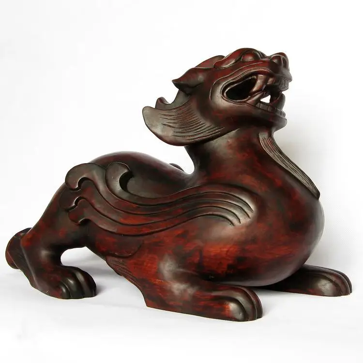 

Jaipur crafts mahogany wood carved ornaments Gallery antique bronze decoration Wangcai brave animal wax