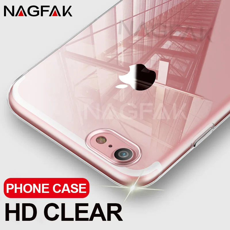 Ультратонкий Прозрачный чехол NAGFAK для iPhone 8 7 Plus 6 6S мягкий из ТПУ телефона|case for