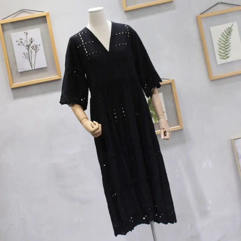 Женское платье с коротким рукавом HG однотонное до середины икры треугольным