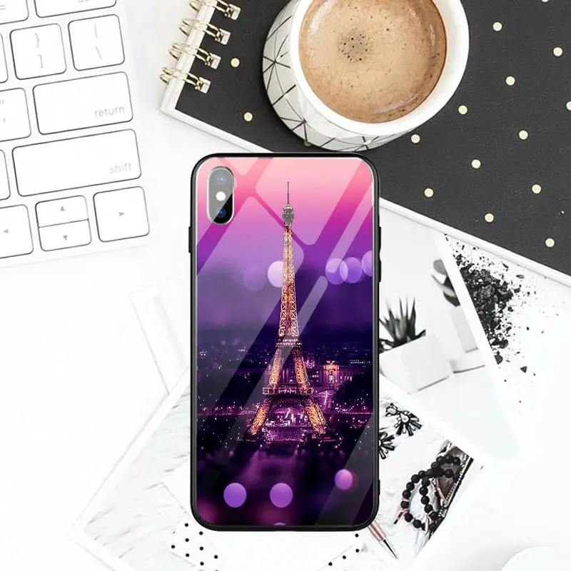 Fashion 3D Relief Painted Coque Tempered Glass Hard Mobile Phone Cases Clear Cover for iPhone 7 8 6 6s Plus X XR XS Max Bags |