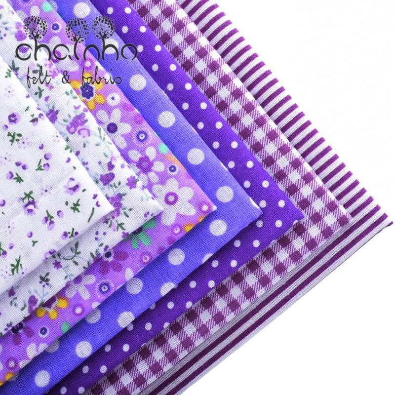 

Plain Thin Cotton Fabric Patchwork For Sewing Scrapbook Cloth Fat Quarters Tissue For Quilting Needlework Pattern 50*50cm 7pcs