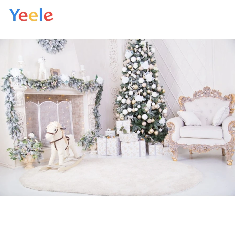 Фон для фотосъемки Yeele белый стул интерьера Рождественский детский портретный