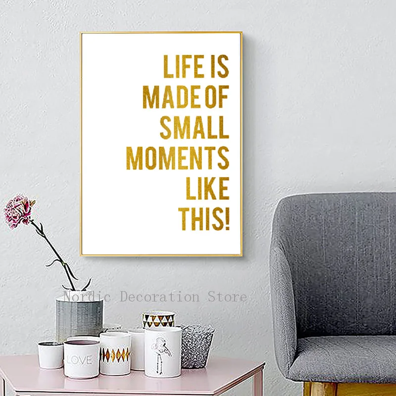 Скандинавская зеленая фотография Настенная картина с золотыми буквами Картина