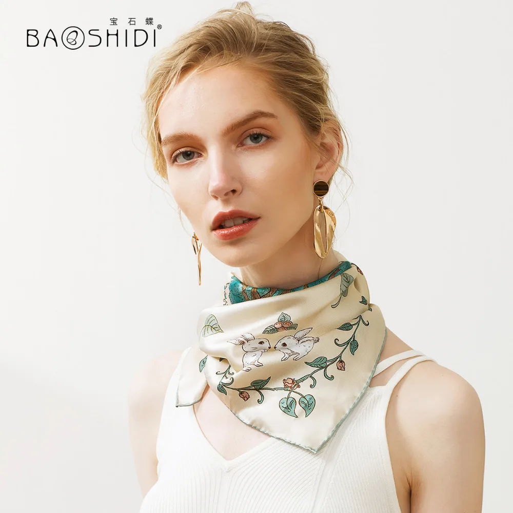 [BAOSHIDI]2018 Новый 100% шелковый шарф модные роскошные брендовые шелковые шарфы для
