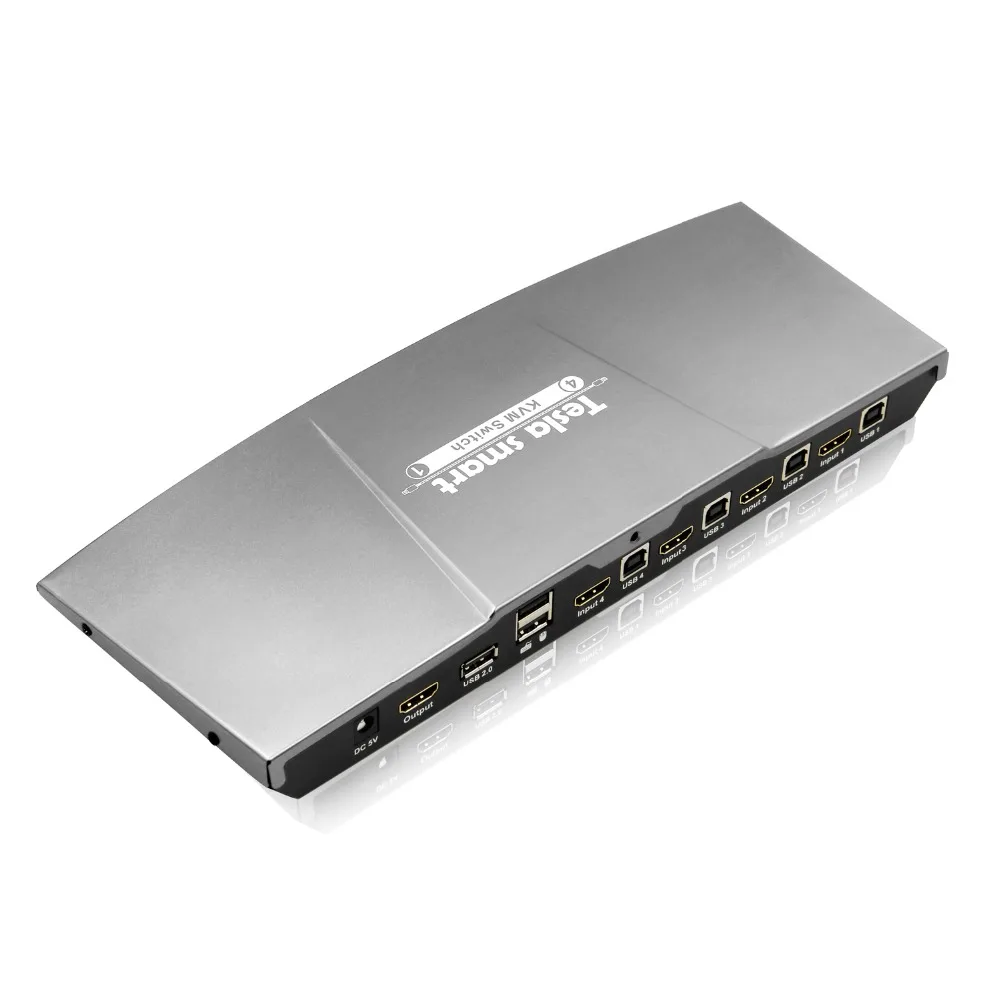 Tesla smart KVM Switch 4 порта USB2.0 KVM HDMI коммутатор Поддержка 3840*2160/4K* 2K IR дополнительный USB 2,0 Unix/Windows/Debian/Ubuntu/Fedora