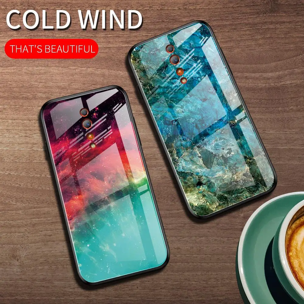 Для OPPO Reno 10X ZOOM чехол Роскошный Мраморный градиентный Твердый из закаленного