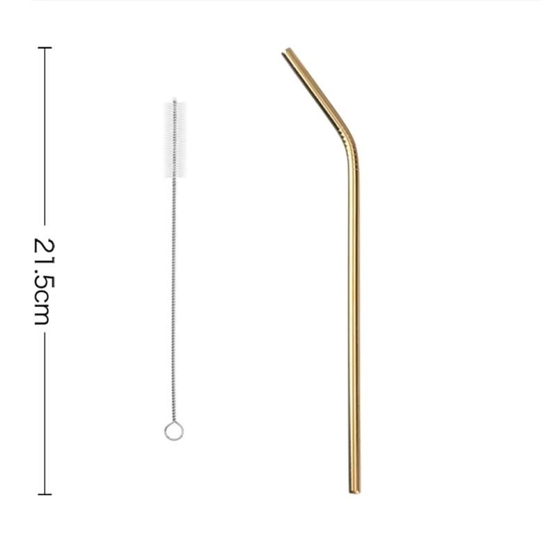 L-Gold 2pcs 2 шт./4 шт многоразовый металлический соломинки красочные Нержавеющая сталь крепкий Бенди или вертикально соломинка для напитков для кружки+ щетка для очистки - Цвет: L-Gold 2pcs