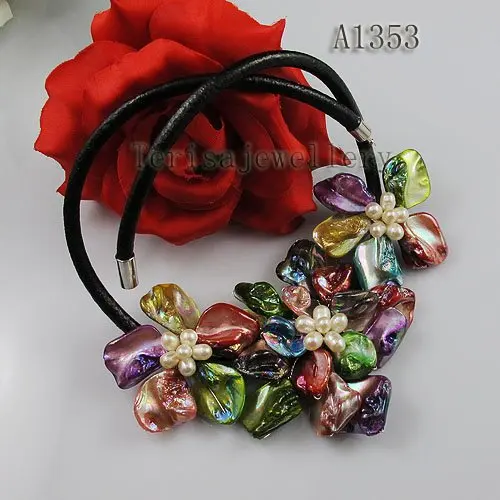 vender Jóias Da Menina Bonita Natural Pérola & Concha Flor Colar Novo Feminino Jóias Presentes De Natal Sorte Jóias A1353
